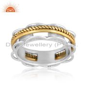 Hollow Pattern Gold On Fine 925 Silver Crown Pattern Ring