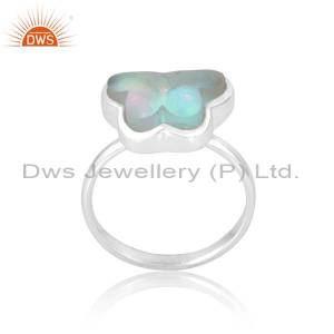 Aurora Opal Sky Butterfly Ring - Sterling Silver