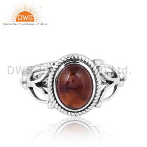 Oxidized Garnet 925 Sterling Silver Ring Fire