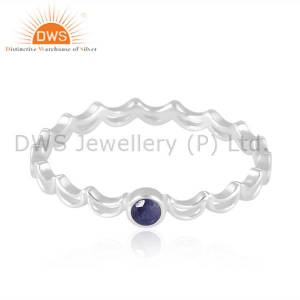 Blue Sapphire Moons Ring In Sterling Silver White