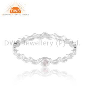 Sterling Silver White Topaz Moons Ring Women