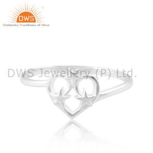 Stars And Heart Silver Ring For Valentine: Night Sky Affection