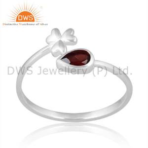 Garnet Ring Silver Hearts For Valentine: Fiery Red Romance
