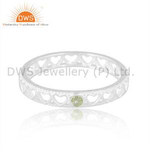 Vibrant Peridot Band Sterling Silver Ring