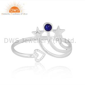 Heart And Stars Lapis Ring For Valentine: Cosmic Blue Passion