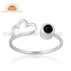 Black Onyx Cloud Sterling Silver Ring: Dark Dreamy Elegance