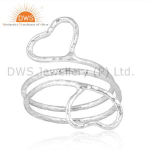 Silver White Heart Ring For Valentine Day: Pure Romantic Band