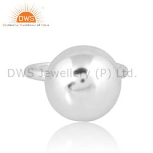 Shiny 12Mm Plain Ball Sterling Silver Ring