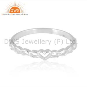 Women's Sterling Silver White Heart Ring Minimal